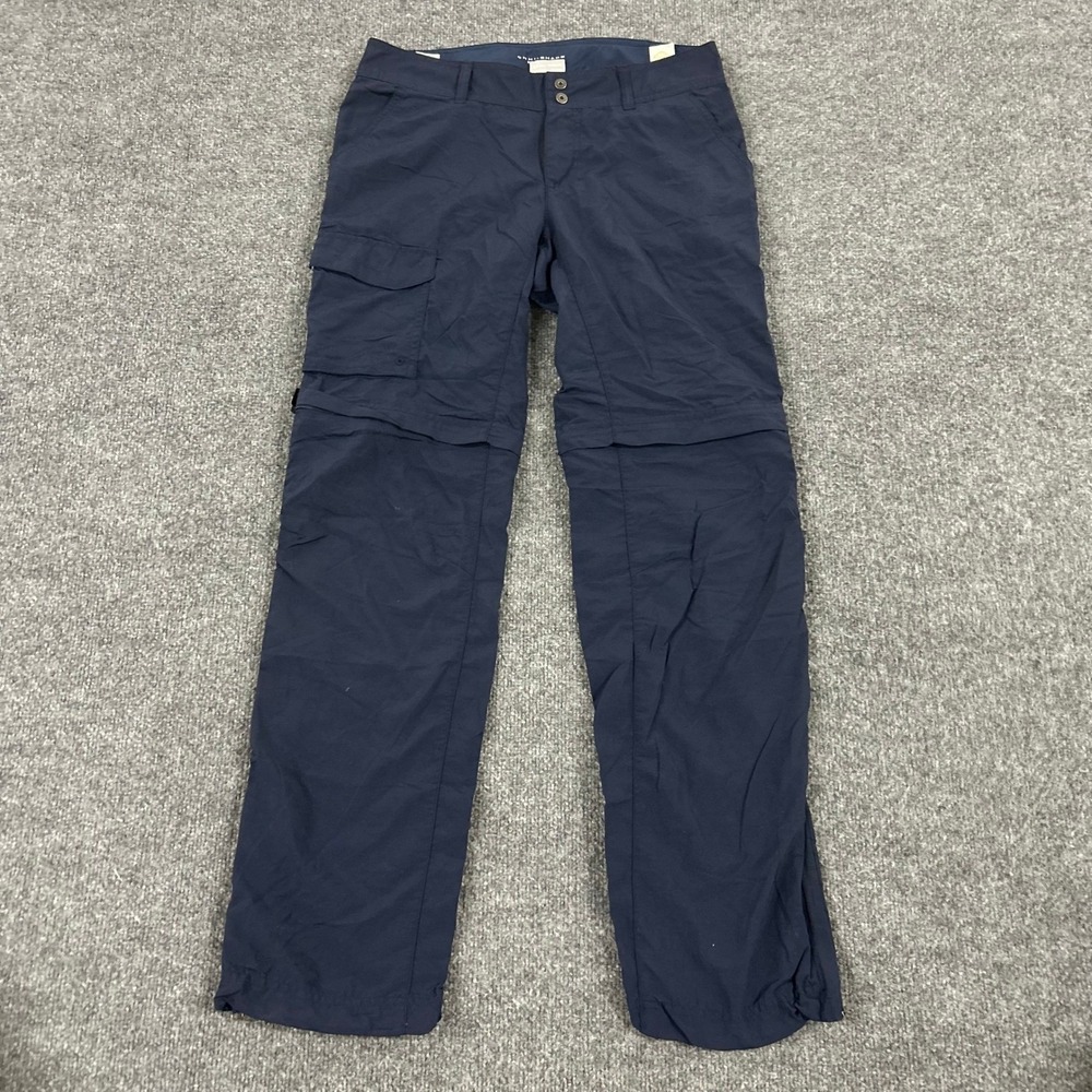 Columbia Convertible Pants Womens Size 6 Navy Omni-Shade Cargo Hiking Zip Off